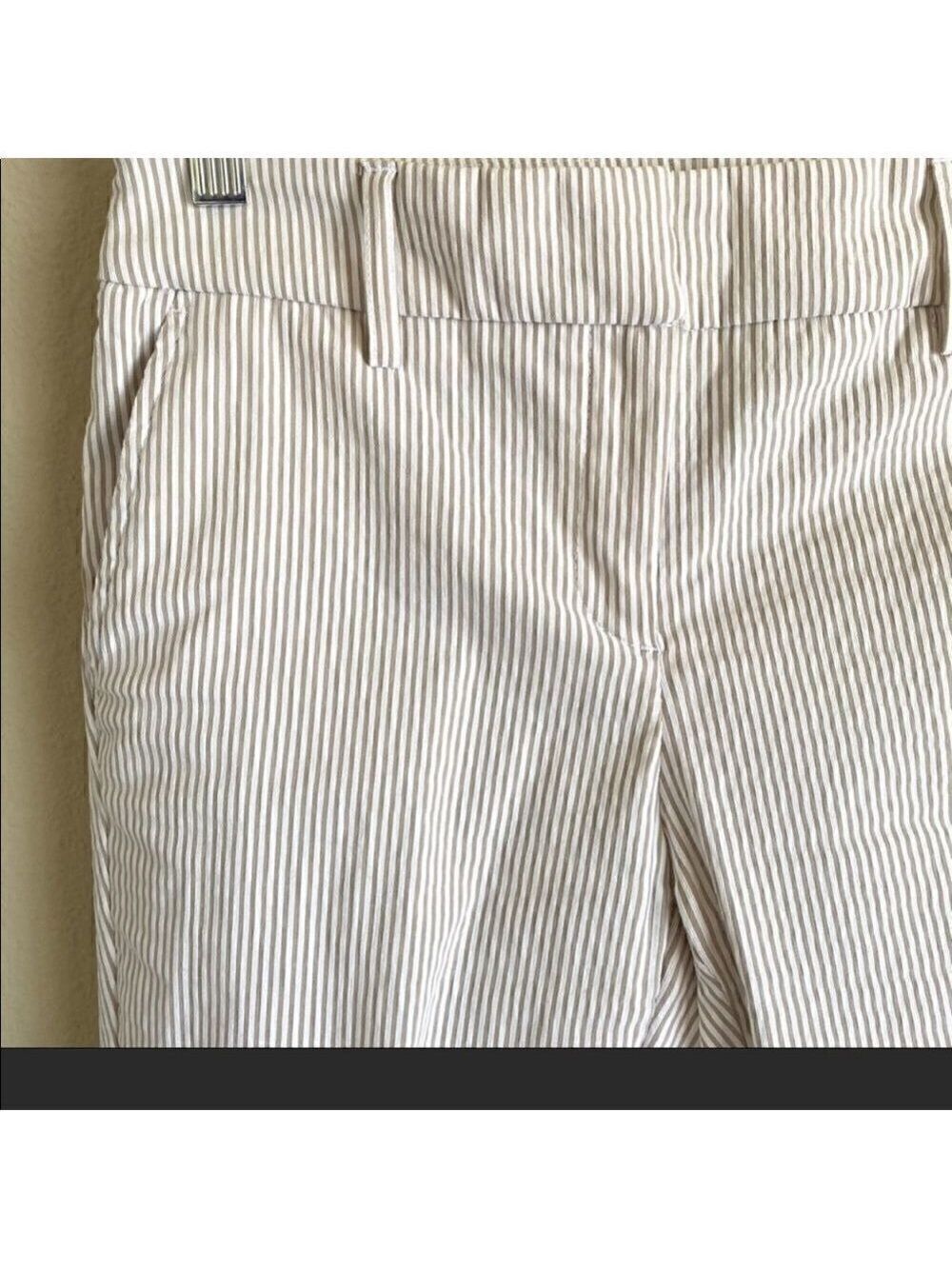 ELAINE ROSE Tan White Seersucker Pants